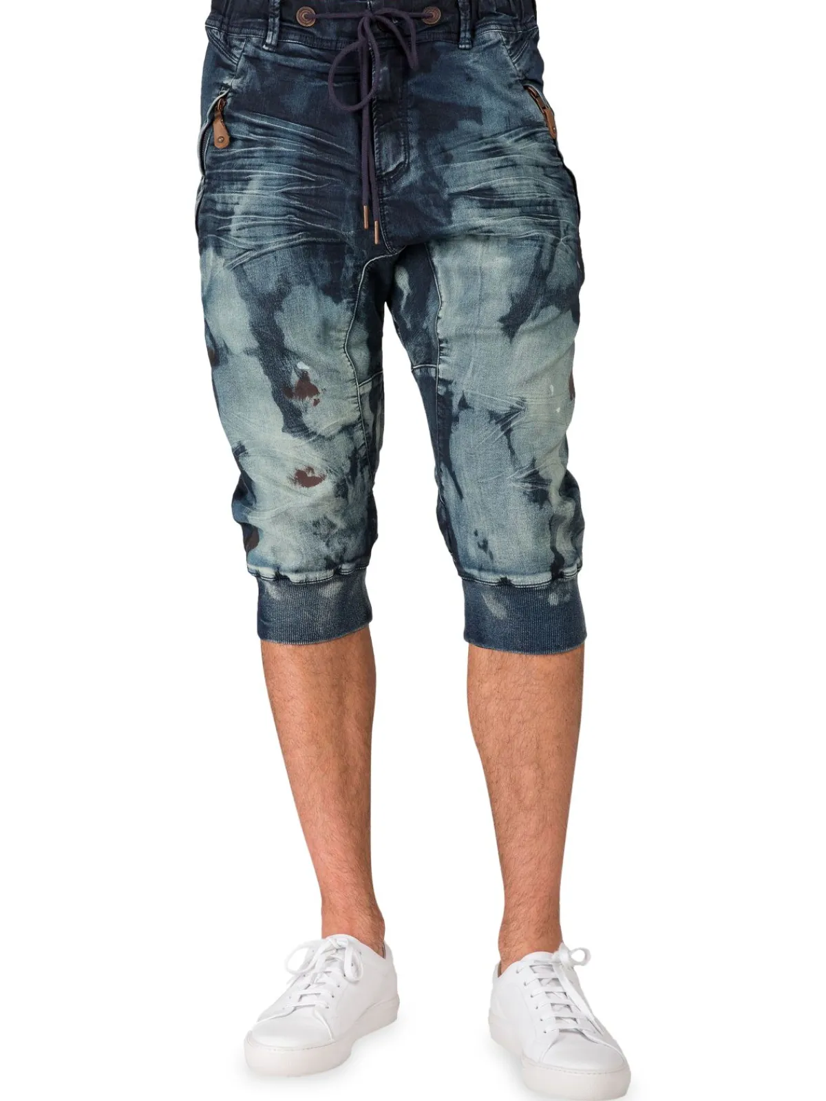 Level 7 Jeans Shorts|Relaxed Fit Bleach Dye Denim Shorts