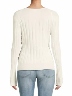 Women Calvin Klein Ribbed Faux Wrap Sweater