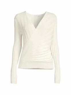 Women Calvin Klein Ribbed Faux Wrap Sweater