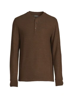 Karl Lagerfeld Paris Sweaters|Ribbed Henley Sweater