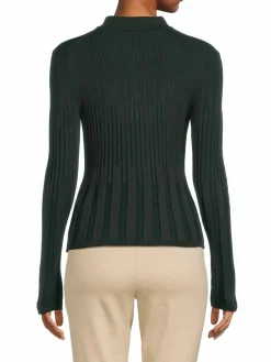 Women Calvin Klein Ribbed Knit Collar Sweater