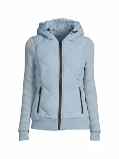Women Andrew Marc Sport Ribbed Sleeve Puffer Jacket