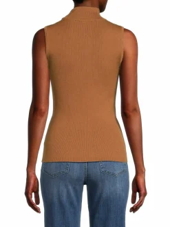 Women Elie Tahari Ribbed Sleeveless Merino Wool Sweater