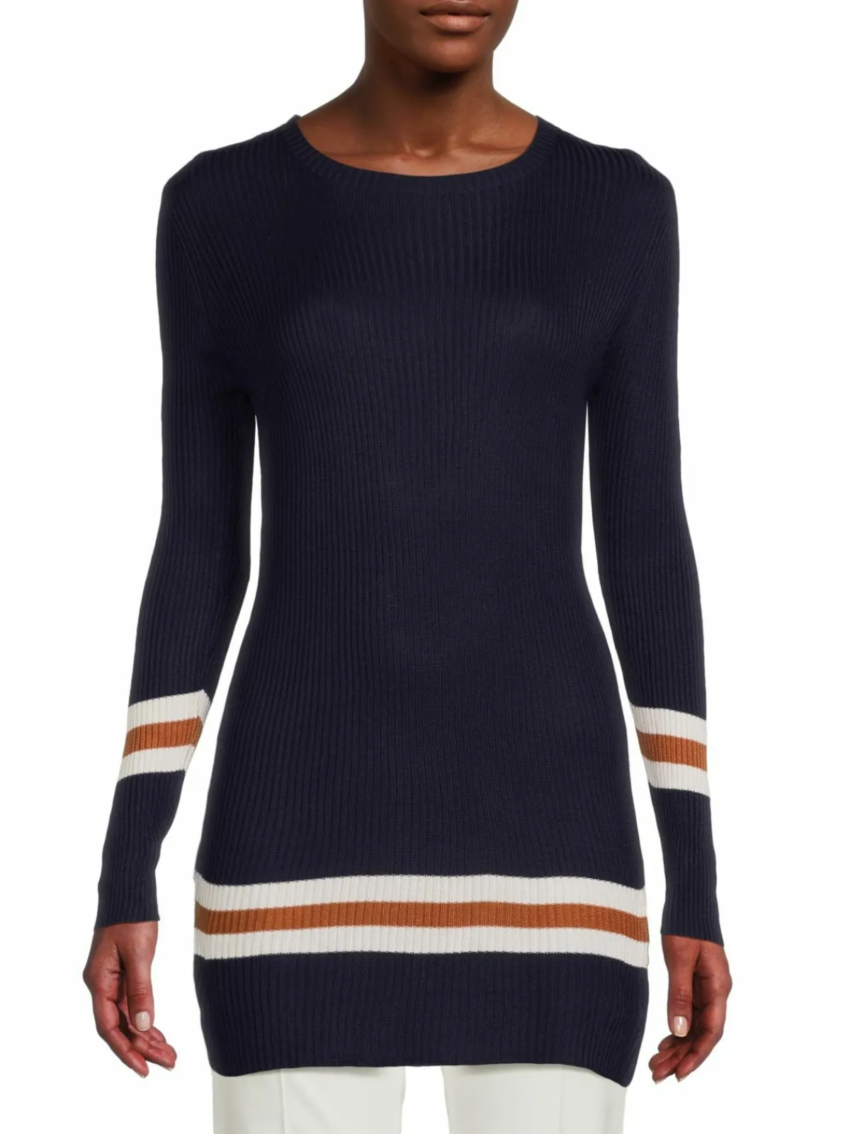 Women Renee C. Ribbed Striped Longline Sweater