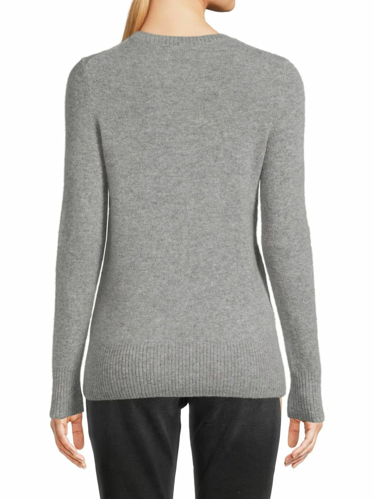 Women Saks Fifth Avenue Ribbed Trim Crewneck Cashmere Sweater