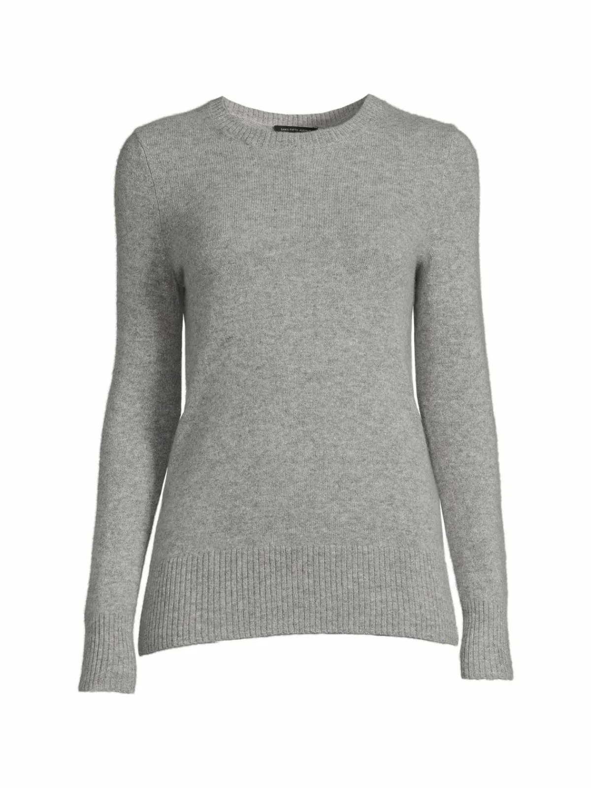 Women Saks Fifth Avenue Ribbed Trim Crewneck Cashmere Sweater