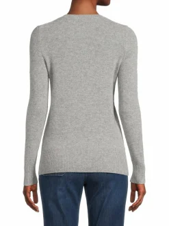 Women Saks Fifth Avenue Ribbed Trim V Neck Cashmere Sweater