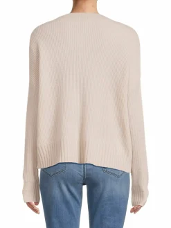 Women Saks Fifth Avenue Ribbed V Neck Boxy Cashmere Sweater
