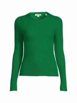 Women Vince Ribbed Wool Blend Crewneck Sweater