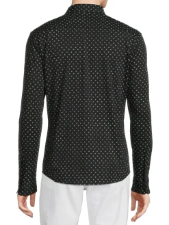 BOSS Casual Button-Down Shirts|Roan Micro Pattern Slim Fit Shirt Black