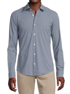 BOSS Casual Button-Down Shirts|Roan Slim Fit Long Sleeve Shirt Blue