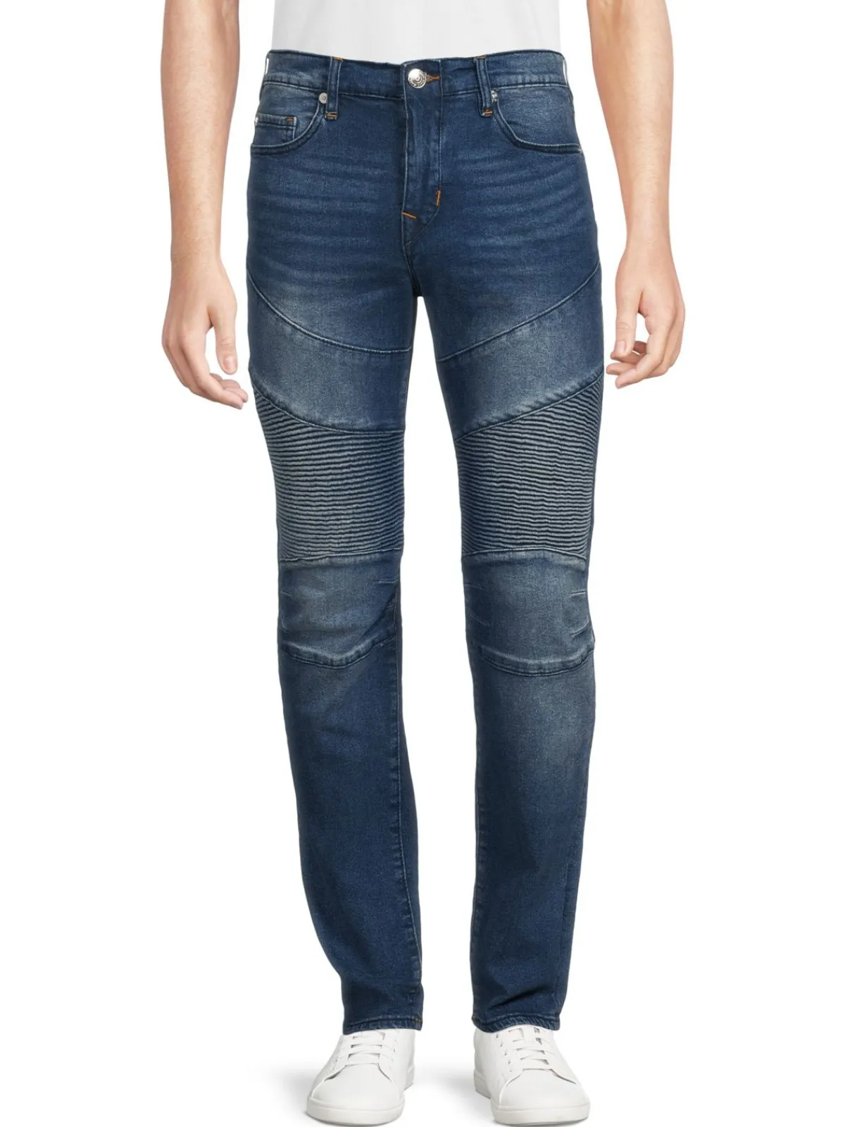 True Religion Jeans|Rocco Moto Relaxed Skinny Jeans Medium Wash