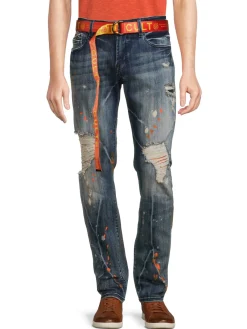 Cult Of Individuality Jeans|Rocker Ripped Slim Fit Jeans Blue