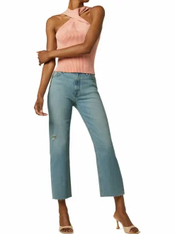 Women Hudson Rosie High Rise Wide Leg Cropped Jeans
