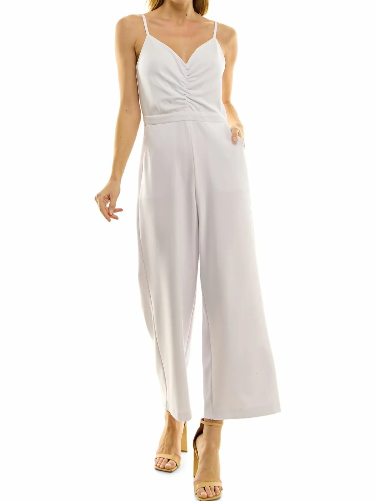 Women Nicole Miller Ruched Crepe Scuba Jumpsuit