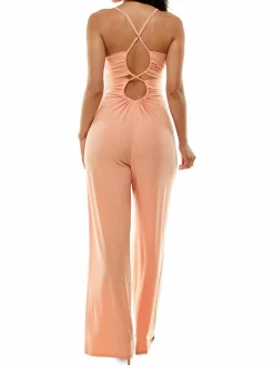 Women Bebe Ruched Cutout Jumpsuit