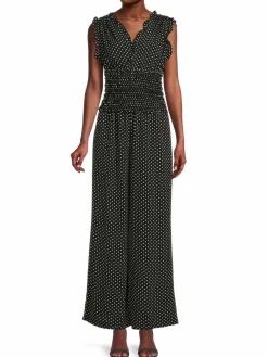 Women Max Studio Ruffle Polka Dot Jumpsuit