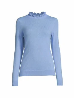 Women Sofia Cashmere Ruffled Mockneck Cashmere Sweater
