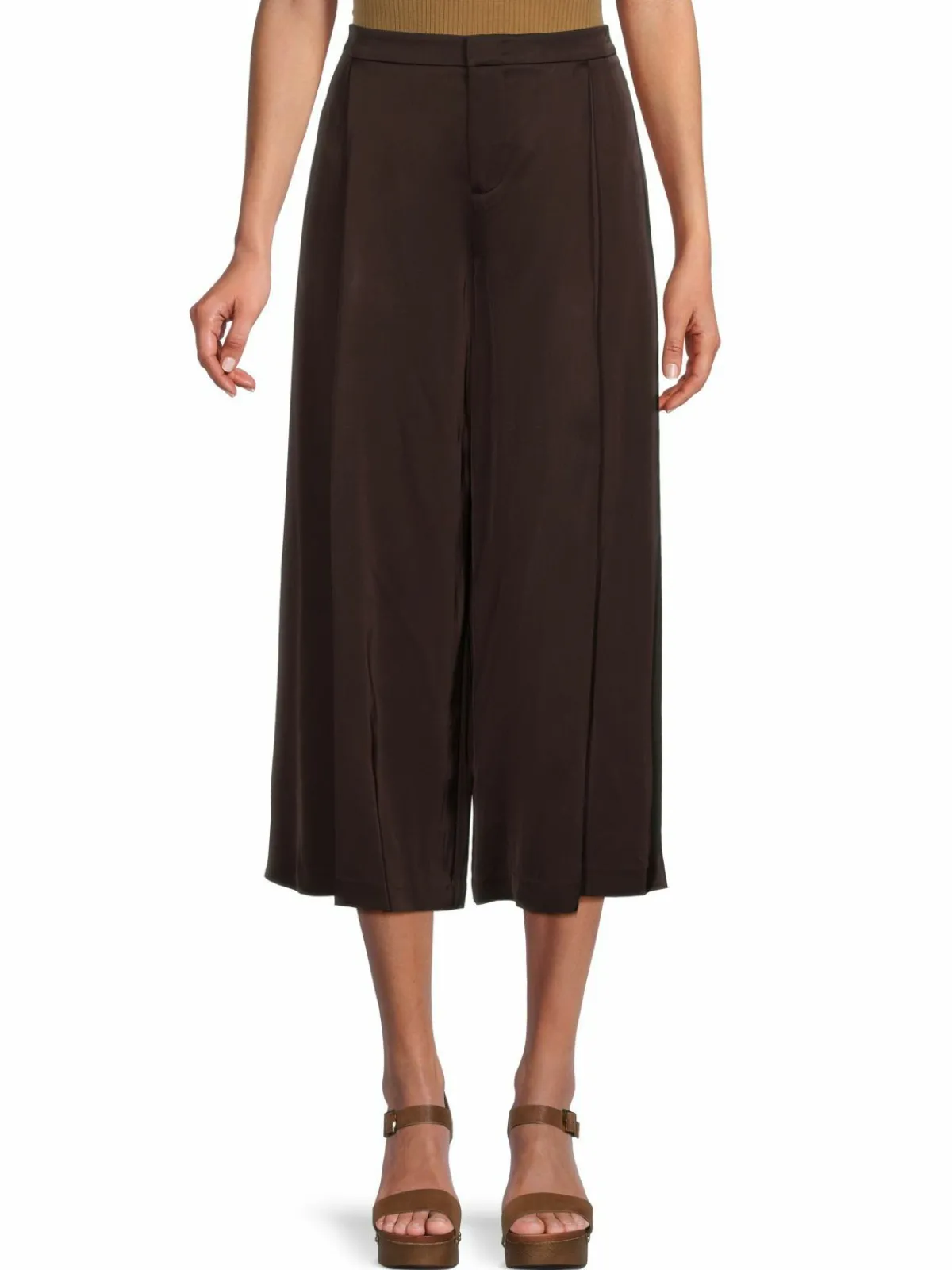 Women Vince Satin Pleated Cropped Wide Pants