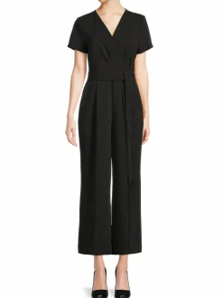 Women Karl Lagerfeld Paris Scuba Crepe Belted Jumpsuit