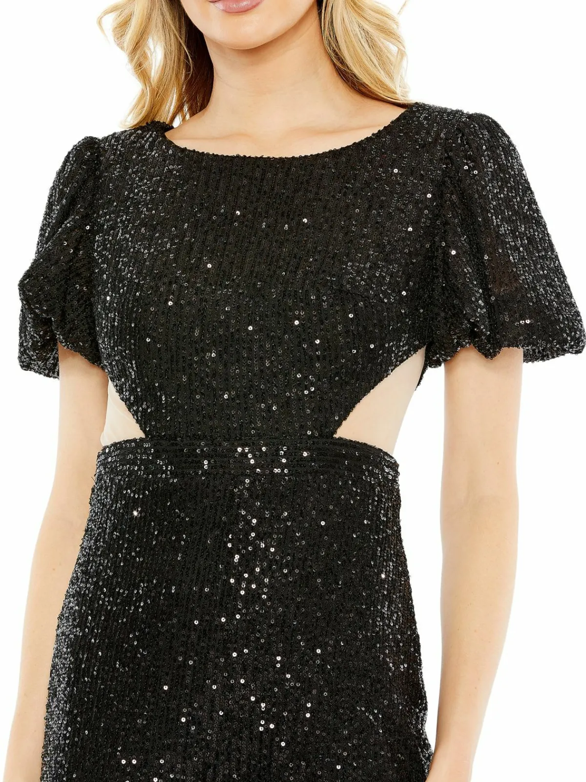 Women Mac Duggal Sequin Flare Jumpsuit