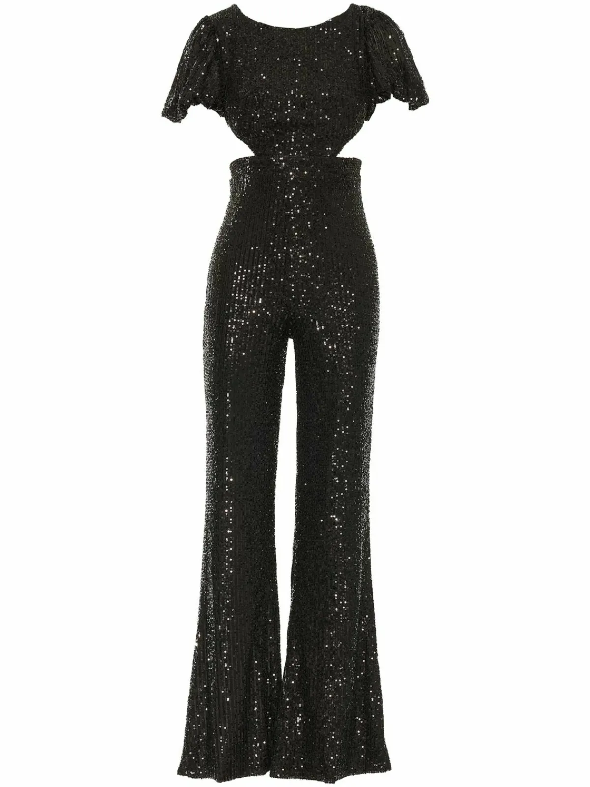 Women Mac Duggal Sequin Flare Jumpsuit