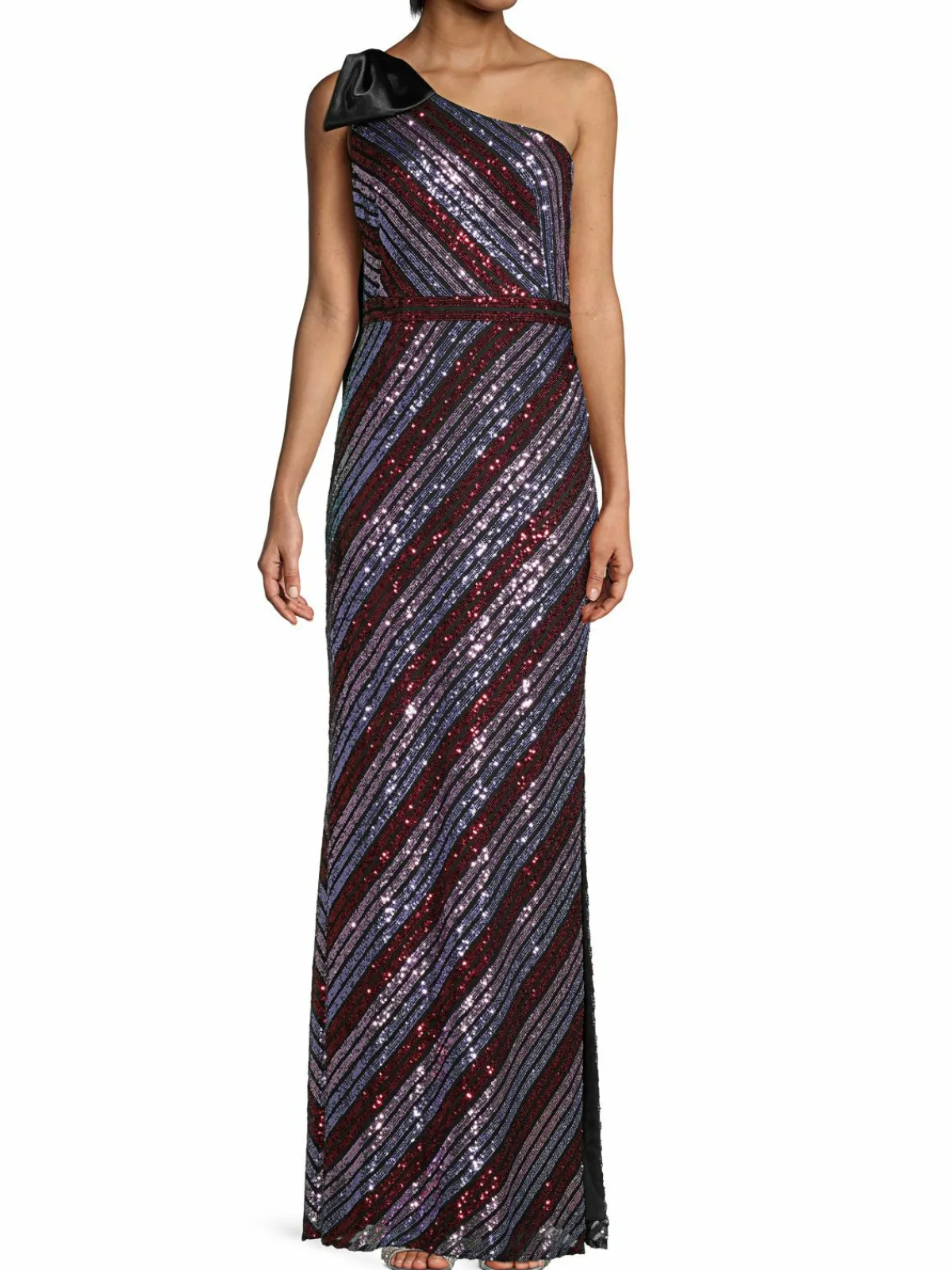 Women Marchesa Sequin One-Shoulder Gown