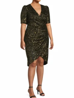 Women Calvin Klein Sequin Ruched Asymmetric Dress