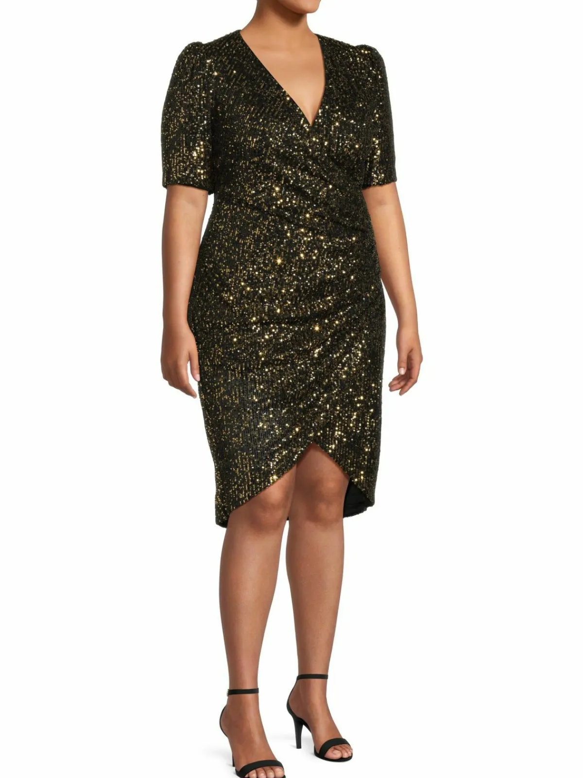 Women Calvin Klein Sequin Ruched Asymmetric Dress