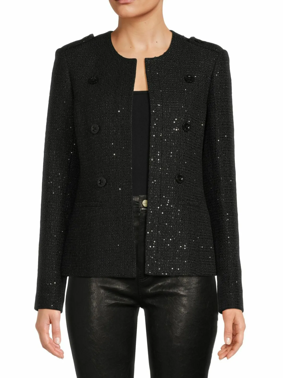 Women Tommy Hilfiger Sequin Wool Blend Jacket