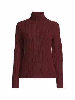 Women Vince Shaker Ribbed Cashmere Turtleneck Sweater