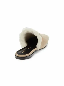 Proenza Schouler Shearling Trim Suede Flat Mules