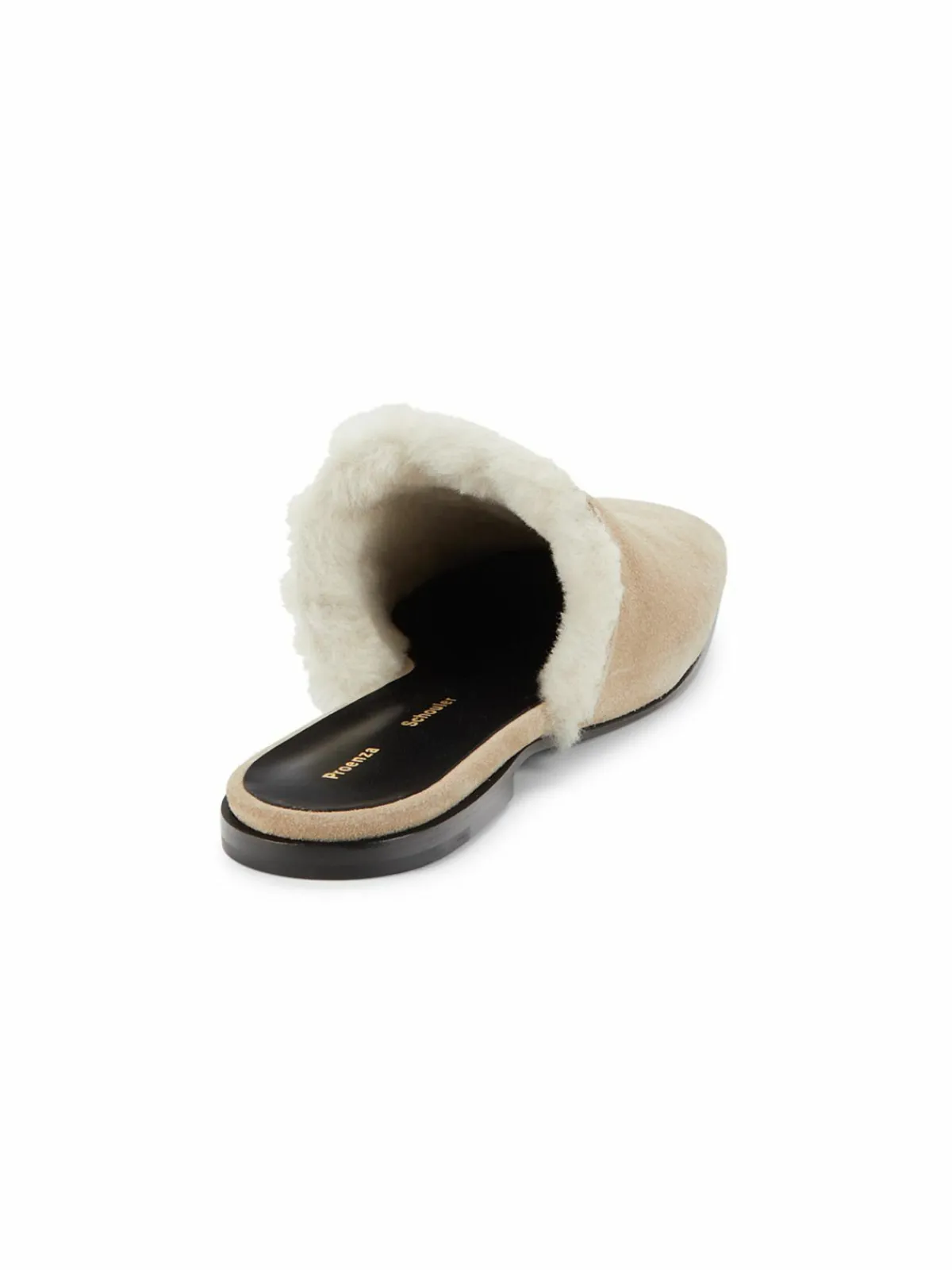 Proenza Schouler Shearling Trim Suede Flat Mules