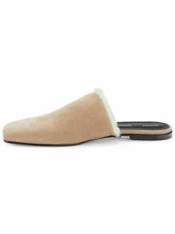Proenza Schouler Shearling Trim Suede Flat Mules