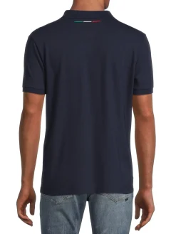 Lamborghini Polos|Short Sleeve Logo Knit Polo Navy
