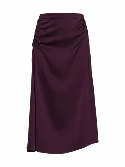 Women Calvin Klein Side Ruched Satin Midi Skirt
