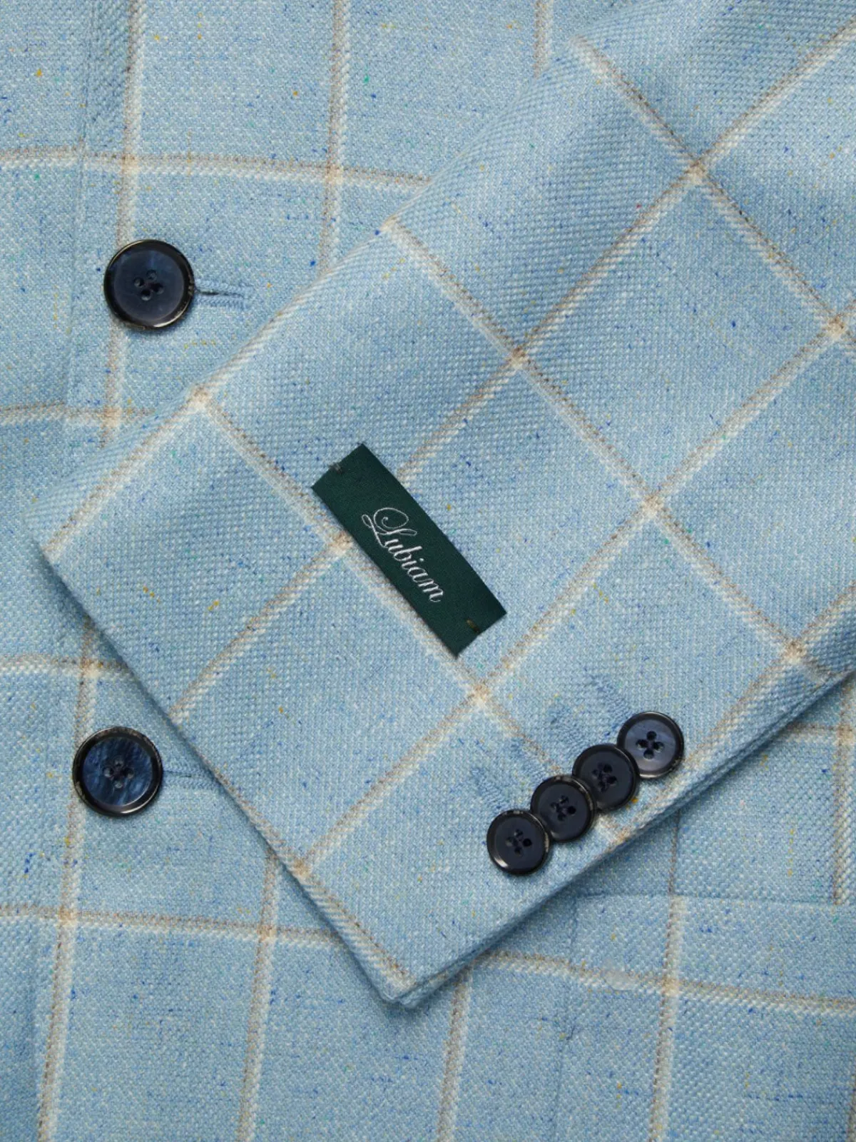 Lubiam Blazers & Sportcoats|Silk & Virgin Wool Windowpane Check Sportcoat Light Blue