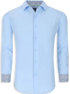 Tom Baine Casual Button-Down Shirts|Slim Fit Button Down Shirt Sky Blue