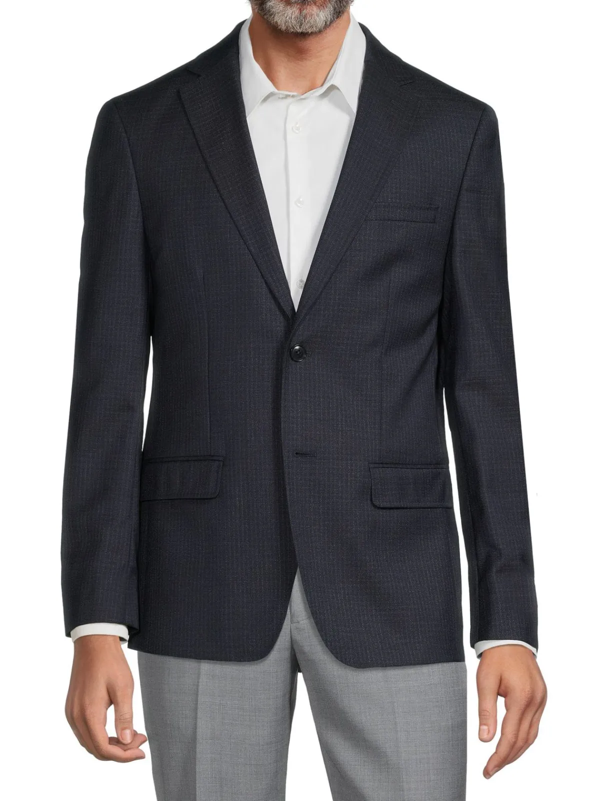 Calvin Klein Blazers & Sportcoats|Slim Fit Check Wool Blend Blazer Dark Blue