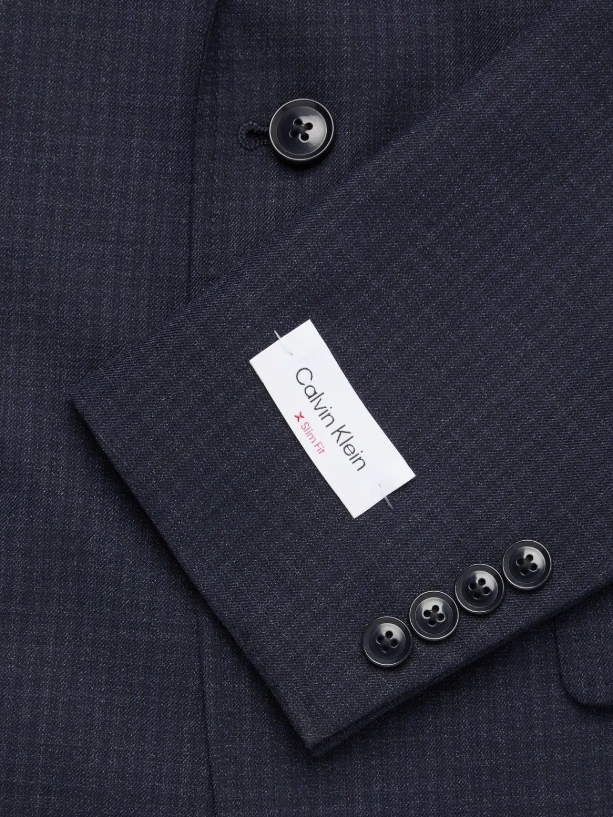 Calvin Klein Blazers & Sportcoats|Slim Fit Check Wool Blend Blazer Dark Blue