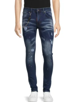Elie Balleh Jeans|Slim Fit Distressed Jeans Indigo