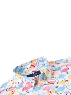 Tom Baine Activewear|Slim Fit Flamingo Golf Shirt Beige