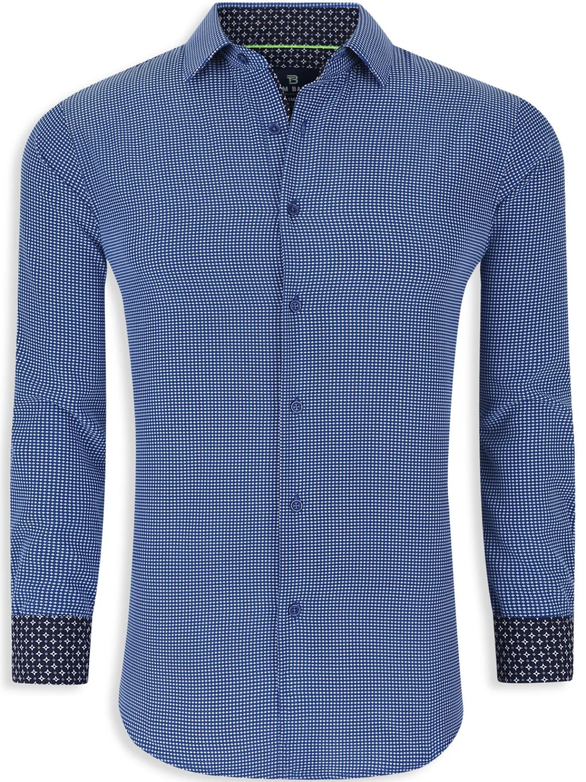 Tom Baine Casual Button-Down Shirts|Slim Fit Foulard Button Down Shirt Royal