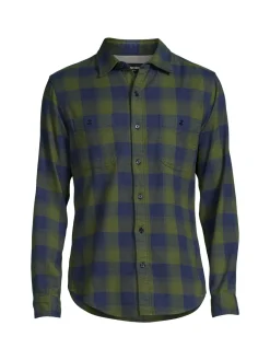 Bonobos Casual Button-Down Shirts|Slim Fit Gingham Stretch Flannel Shirt Green Blue