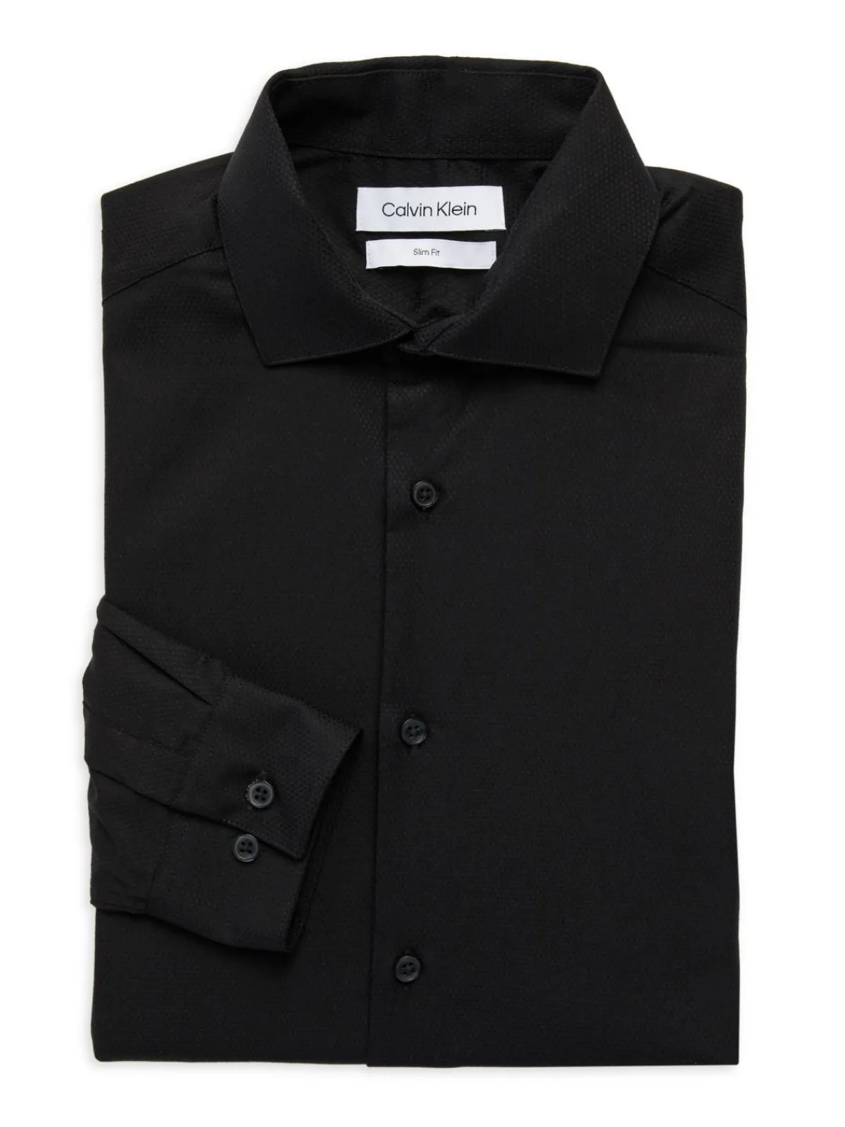 Calvin Klein Dress Shirts|Slim Fit Jacquard Dress Shirt Black