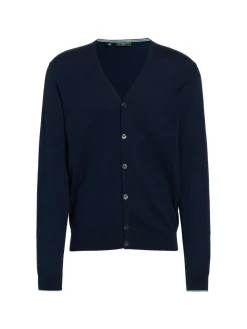 Saks Fifth Avenue Sweaters|Slim Fit Lightweight Cotton Cardigan Navy