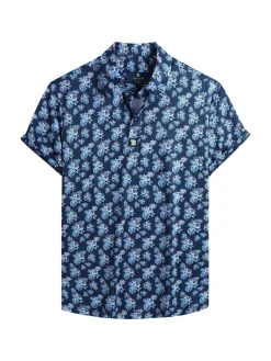Tom Baine Polos|Slim Fit Pineapple Golf Shirt Navy