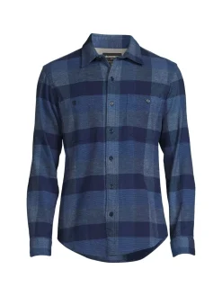 Bonobos Casual Button-Down Shirts|Slim Fit Plaid Stretch Flannel Shirt Please Blue
