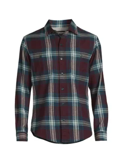 Bonobos Casual Button-Down Shirts|Slim Fit Plaid Stretch Flannel Shirt Red Multi