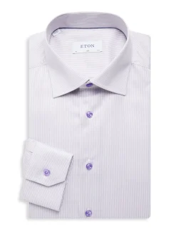 Eton Dress Shirts|Slim Fit Striped Dress Shirt Purple